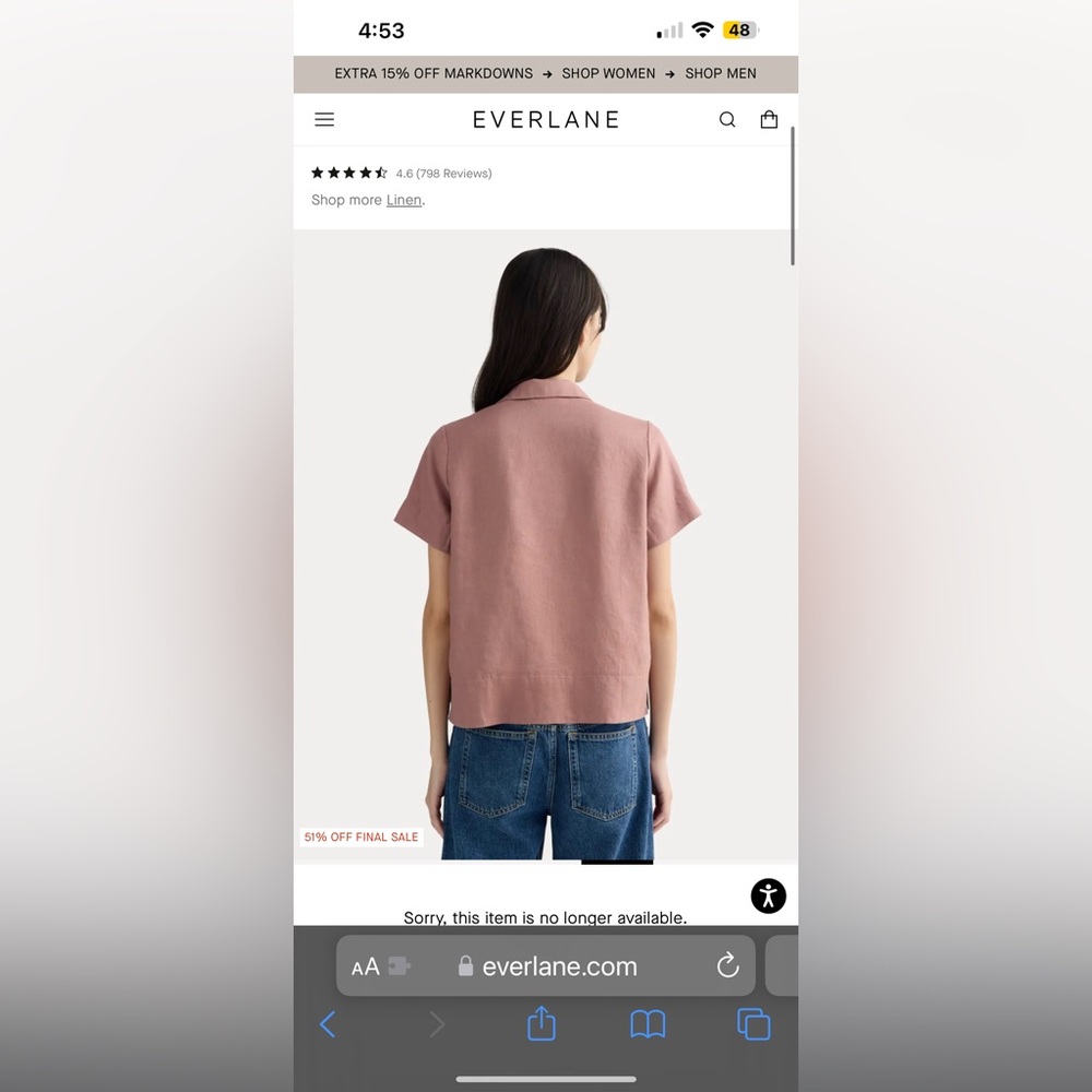 Everlane The Notch Shirt In Linen Dusk Rose - Discontinued - Picture 5 of 12